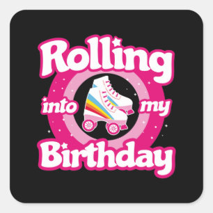 Schaats Party - Roller Roller Skating Birthday Vierkante Sticker