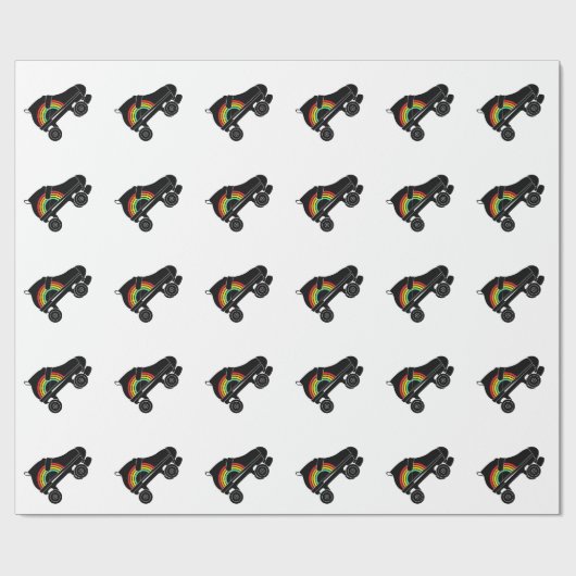 schaats-regenboog met quadroller cadeaupapier (Vlak)