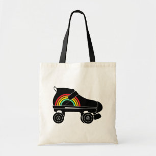 schaats-regenboog met quadroller tote bag