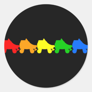 schaats regenboog ronde sticker