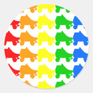 schaats regenboog ronde sticker