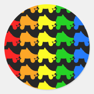 schaats regenboog ronde sticker