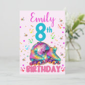 Schaats Roller Disco Verjaardagsmeisje Matching Kaart (Staand voorkant)