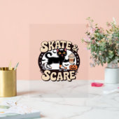 Schaats & Scare – Schattigee zwarte kat rolschaats Acryl Bord (Huwelijk)