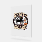 Schaats & Scare – Schattigee zwarte kat rolschaats Acryl Bord (Hoek)