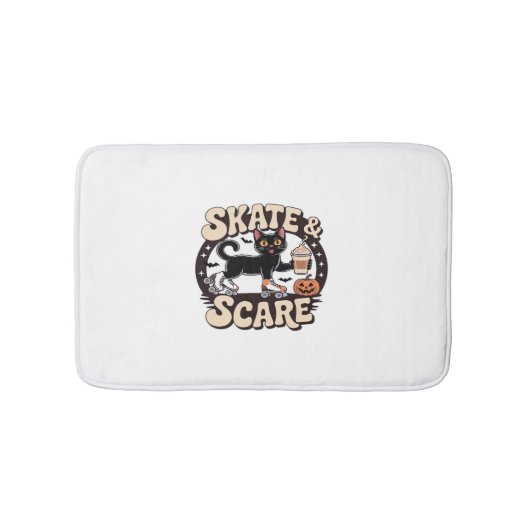 Schaats & Scare – Schattigee zwarte kat rolschaats Badmat (Voorkant)
