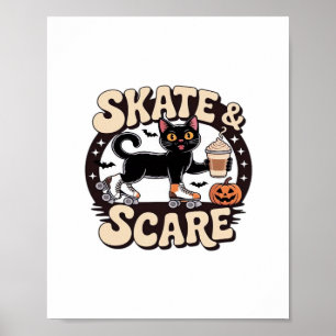 Schaats & Scare – Schattigee zwarte kat rolschaats Poster