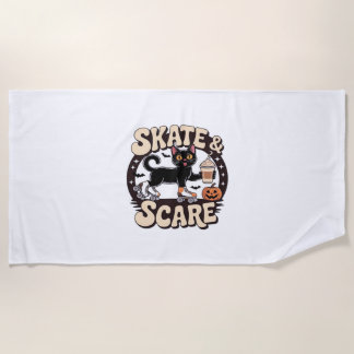 Schaats & Scare – Schattigee zwarte kat rolschaats Strandlaken