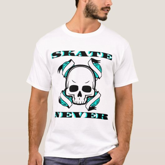 schaats schedel sterft nooit t-shirt (Voorkant)