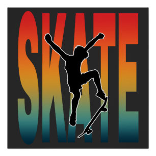Schaats Skateboarden Silhouet Perfect Poster