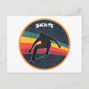 Schaats Skater 80s Skateboarder Skateboarder Briefkaart
