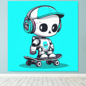 Schaats SkullBot Canvas Afdruk (Insitu (Houten vloer))