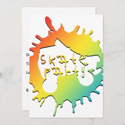 schaats splatz-partijuitnodiging kaart (Voorkant / Achterkant)