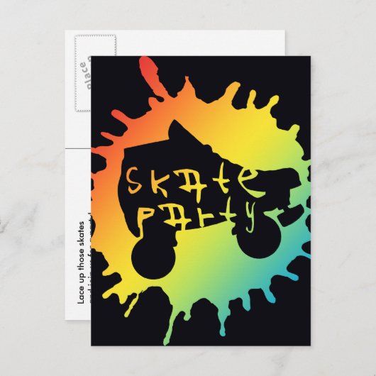 schaats splatz-partijuitnodiging uitnodiging briefkaart (Voorkant / Achterkant)