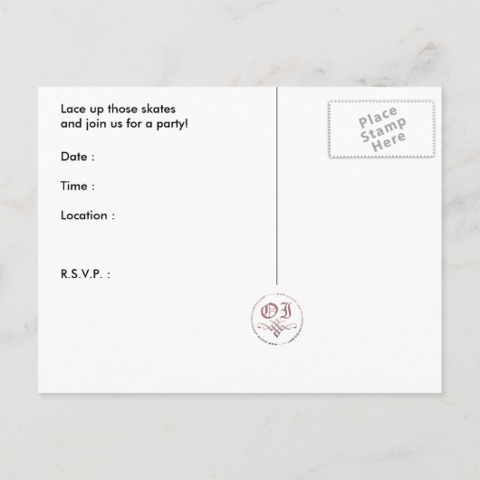 schaats splatz-partijuitnodiging uitnodiging briefkaart (Achterkant)