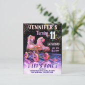 Schaats verjaardagsfeest uitnodiging (Staand voorkant)