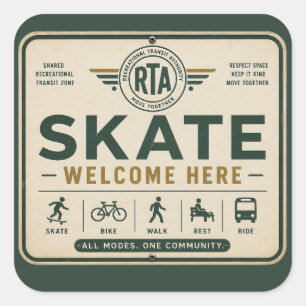 Schaats Welkom Hier Deelbare Mobiliteit Sticker