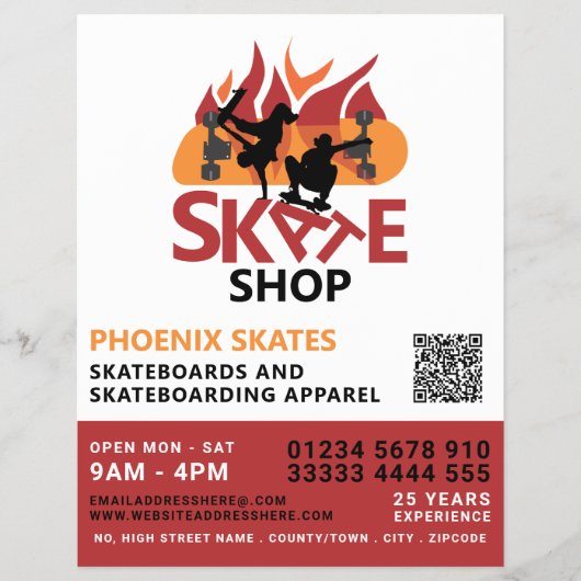 Schaats Winkelen, skateboarden Adverteren Flyer (Voorkant)