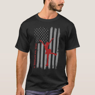 Schaatsen Amerikaanse vlag figuur schaatsen meisje T-shirt