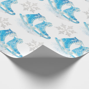 Schaatsen en sneeuwvlokken cadeaupapier