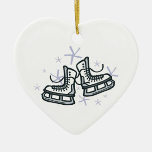 schaatsen en sneeuwvlokken keramisch ornament
