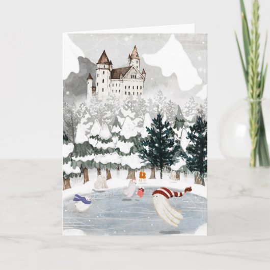 Schaatsen Feestdagen Kaart (Voorkant)