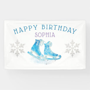 Schaatsen Happy Birthday gepersonaliseerd Spandoek