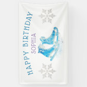 Schaatsen Happy Birthday gepersonaliseerd Spandoek (Verticaal)