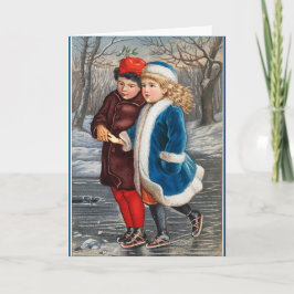 Schaatsen in een wintervijver  vakantie Kaart