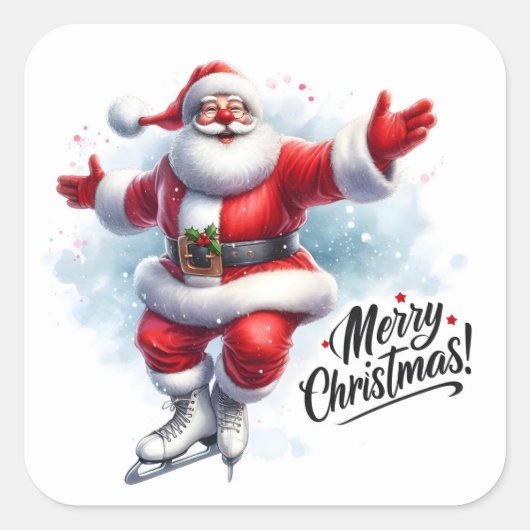 Schaatsen in het Winter Wonderland Vierkante Sticker (Voorkant)