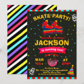 Schaatsen Krijtbord Confetti Verjaardagsfeestje Kaart (Voorkant / Achterkant)