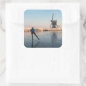 Schaatsen langs windmolen en riet sticker (Tas)