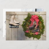 Schaatsen met Kerstkrans Feestdagenkaart (Voorkant / Achterkant)
