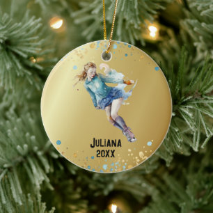 Schaatsen Ornament, Ice Hockey Meisjes Kerst Keramisch Ornament