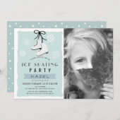 Schaatsen Party Winter Blue Retro Verjaardag Kaart (Voorkant / Achterkant)