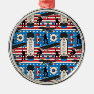 Schaatsen Patriottische USA-schaatser Metalen Ornament