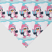 Schaatsen Penguin Kerstpapier Tissuepapier (Detail)