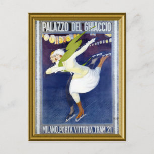 Schaatsen Poster uit Italië 1920 Feestdagenkaart