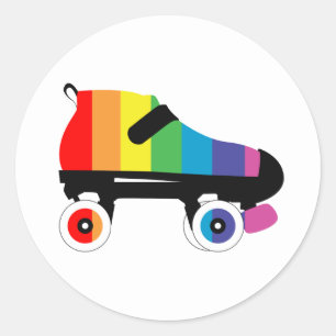 schaatsen regenboogstrepen voor rollen ronde sticker