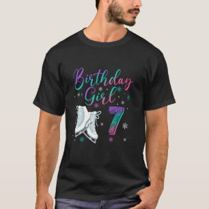 Schaatsen Rollend 7 Jaar Oud 7e Verjaardag Meisje  T-shirt