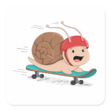 Schaatsen Slakken Cartoon Sticker