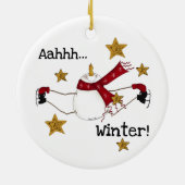 Schaatsen Sneeuwman Keepsake Ornament (Achterkant)