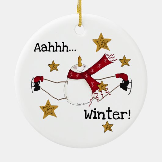 Schaatsen Sneeuwman Keepsake Ornament (Achterkant)