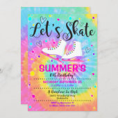 Schaatsen Tie Dye Uitnodiging Schaatsfeestje (Voorkant / Achterkant)