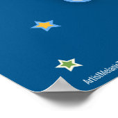 Schaatsen van de  regenboogroller op blauw poster (Hoek)