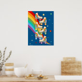 Schaatsen van de  regenboogroller op blauw poster (Keuken)