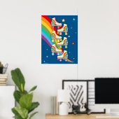 Schaatsen van de  regenboogroller op blauw poster (Thuiskantoor)