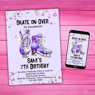 Schaatsen verjaardagsuitnodiging, schaatsfeest kaart