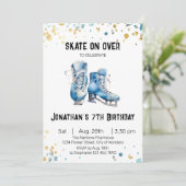 Schaatsen verjaardagsuitnodiging, schaatsfeest kaart (Staand voorkant)