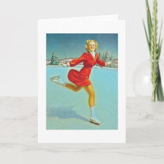 schaatsend meisje feestdagen kaart